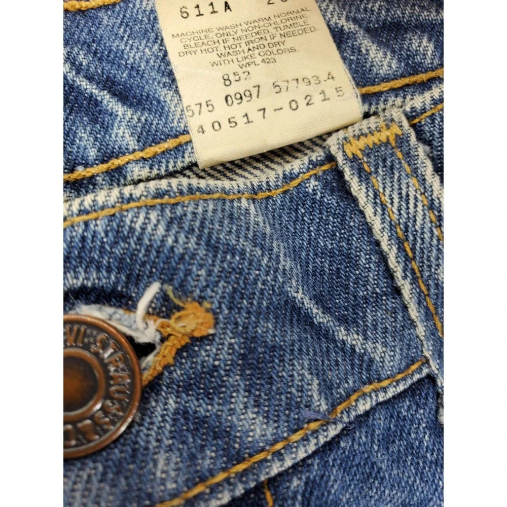 Levi's 517 Bootcut Jeans Men 36 Blue Vintage Orange Tab Made in USA Raw Hem 90s
